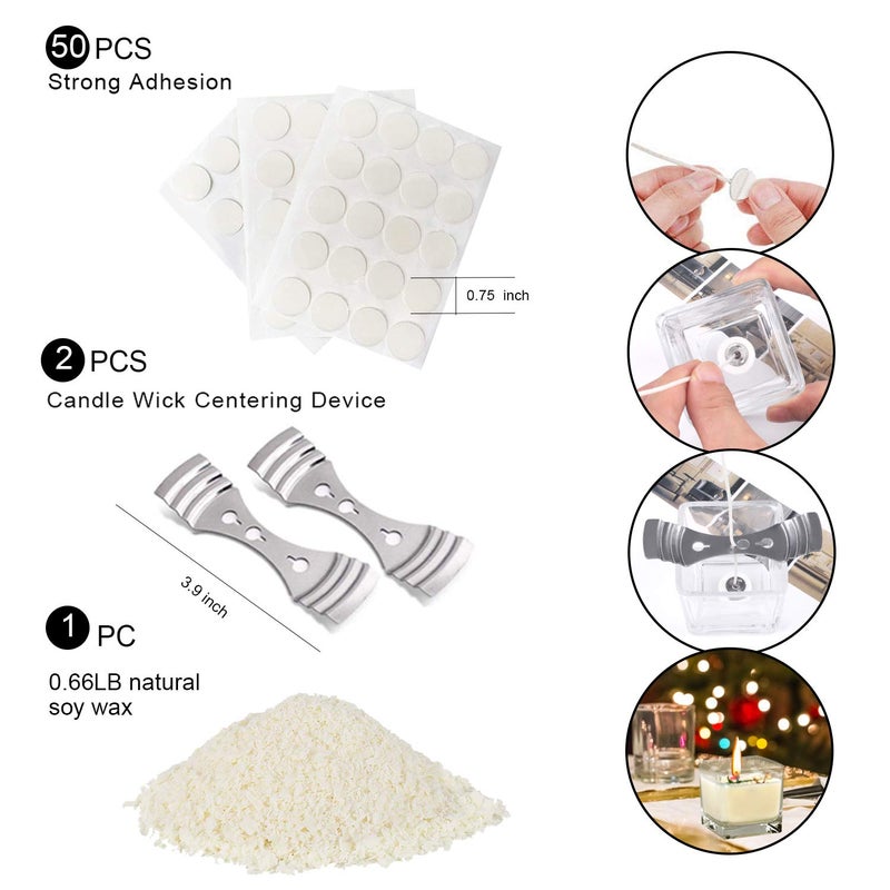 DINGPAI Candle Making Kit, Soy Wax DIY Candle Craft Tools Including Pouring Pot, Wicks, Wicks Sticker, 3-Hole Wicks Holder, Natural Soy Wax and Spoon - Image 4